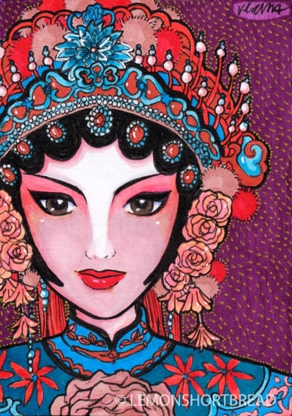 ACEO Chinese Art Print, Giclee Archival, Asian Ethnic Beijing Opera - Limited Edition 1/25