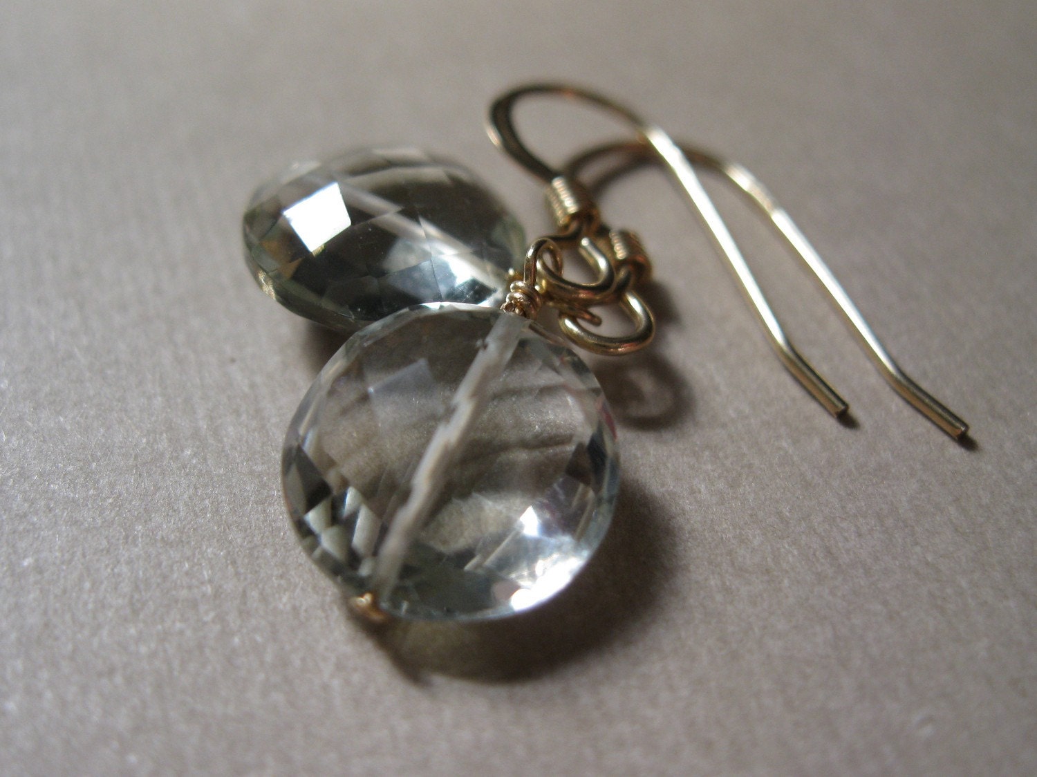 Green Amethyst Coin Earrings