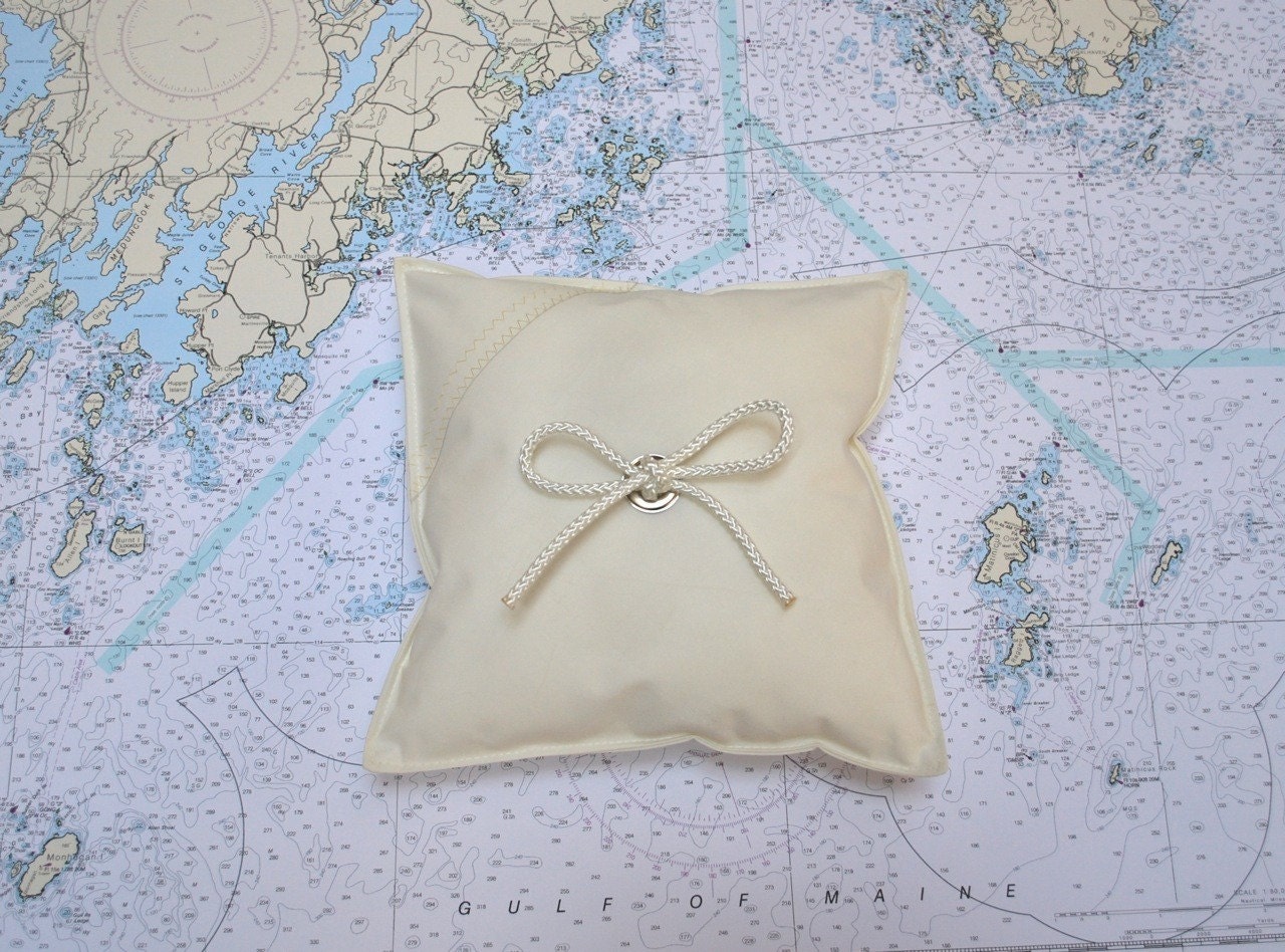 Recycled Sail Nautical Wedding Ring Pillow