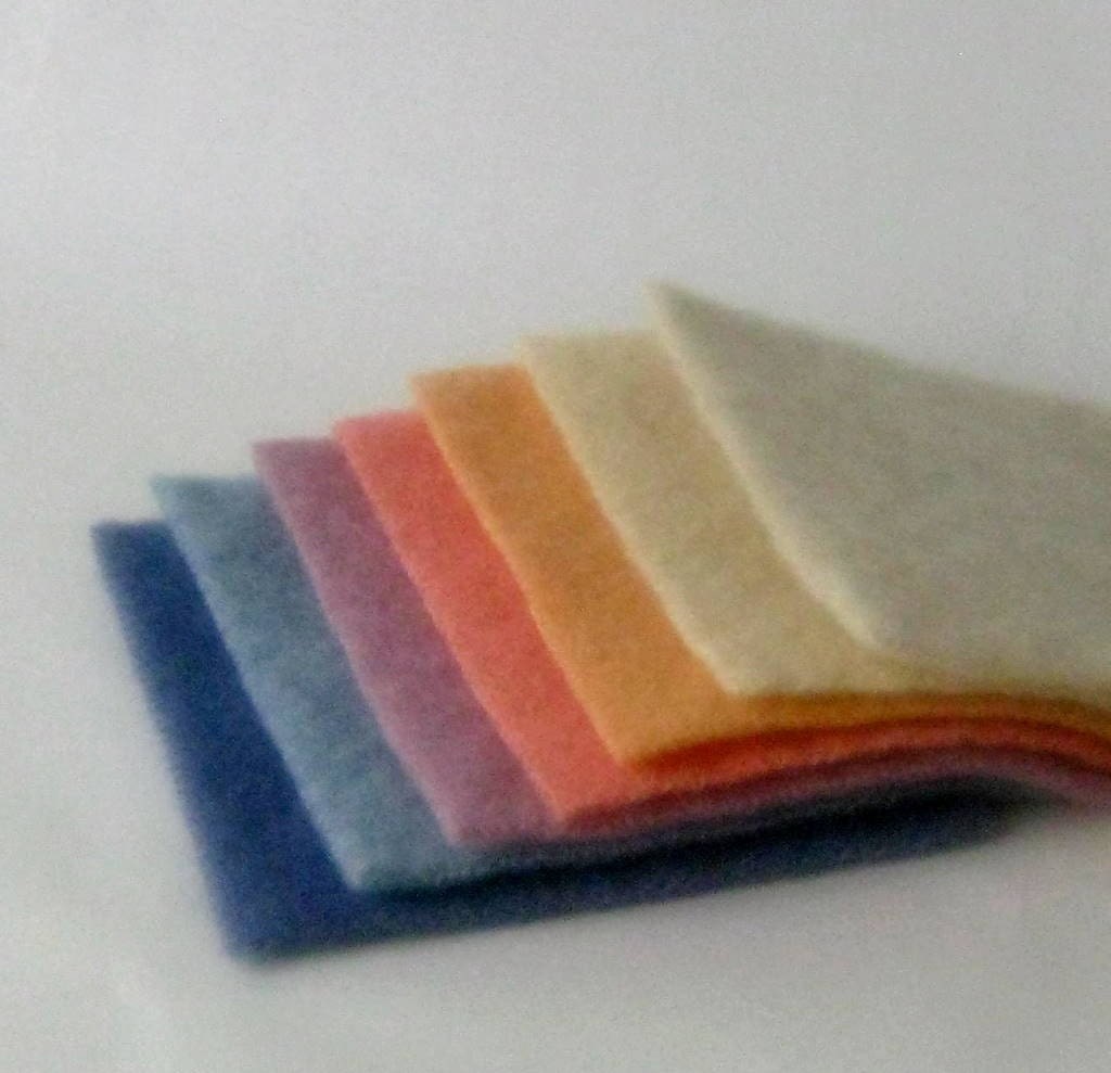Wool fabric craft 4x4 recycled felt squares multicolors