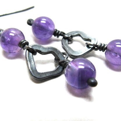 Purple amethyst earrings sterling silver earrings, Plum Crazy