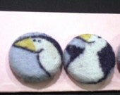 little penguin pinback button -- upcycled SALE