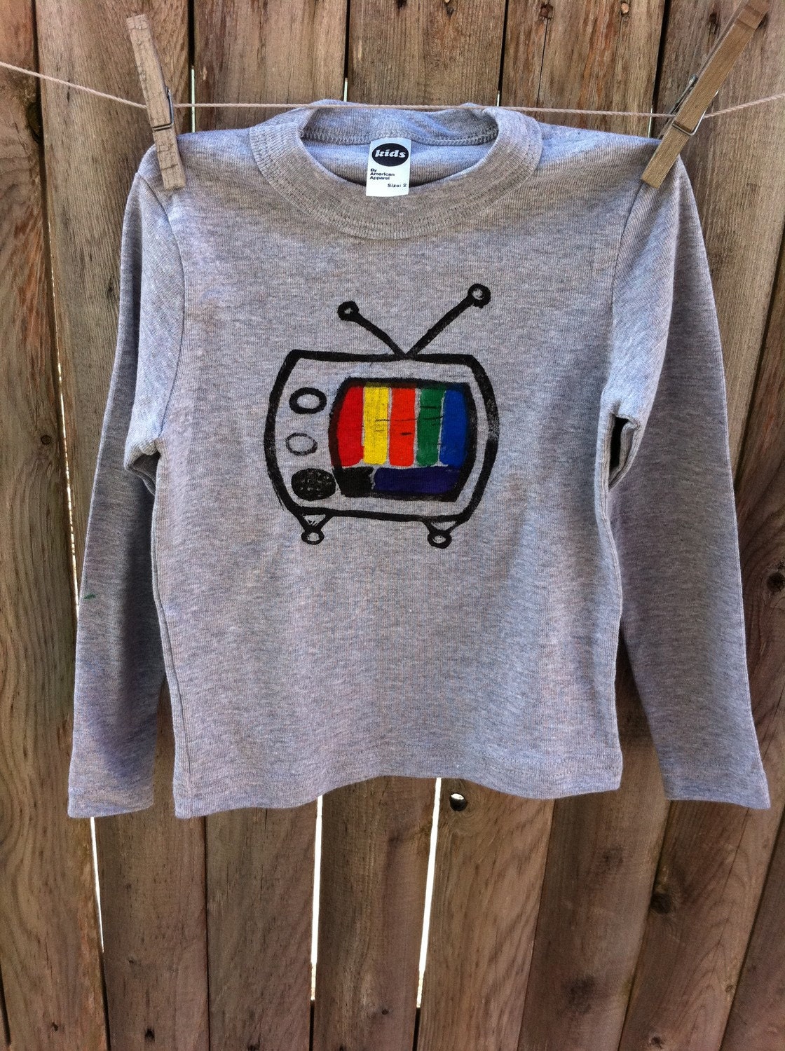 Long Sleeve Retro TV color test pattern, 2T, 4T, 5/6T
