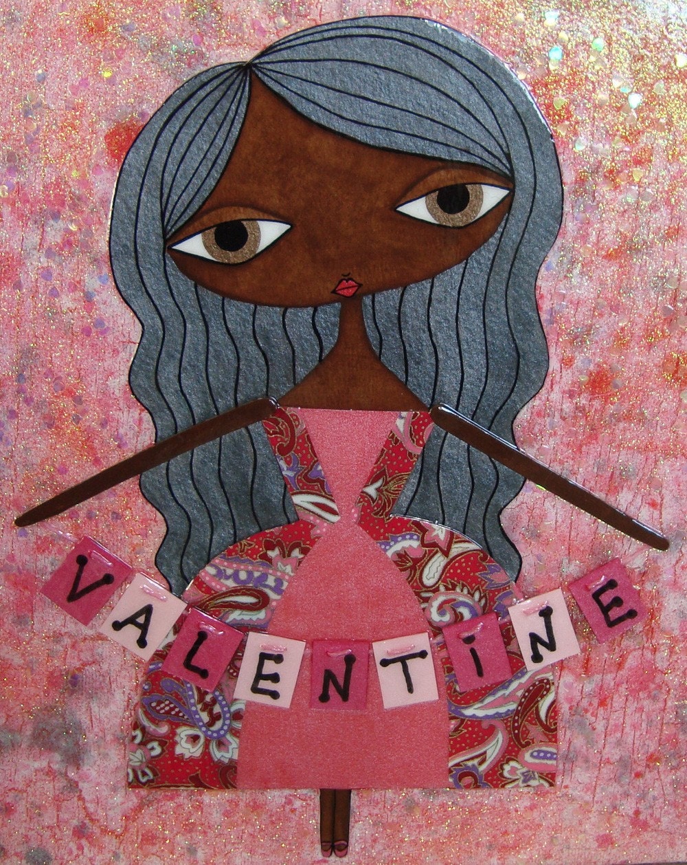 12 x 12 inch Mixed Media Original Painting - Valentine