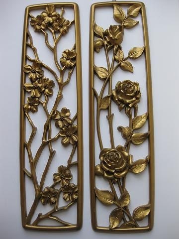 Discount Vintage Syroco 50s  Floral Pair of Wall Hangings