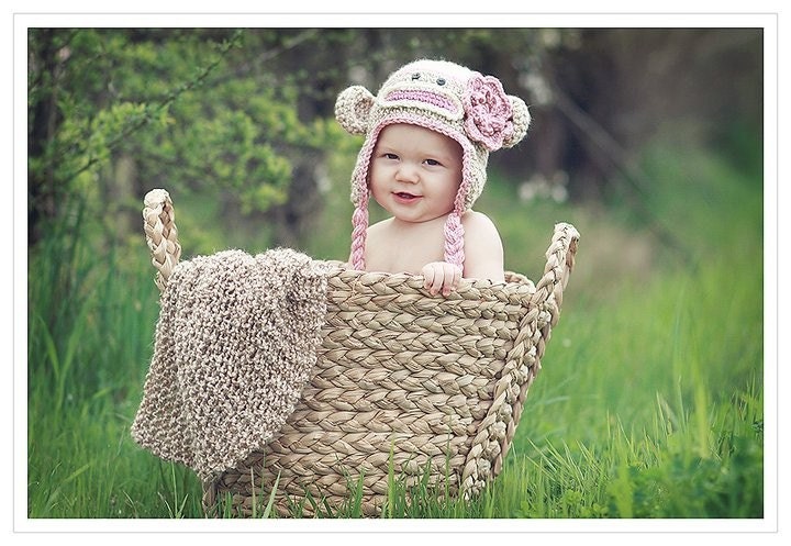 Baby Blanket, Custom Photography Prop, Textured Cream Blanket, 19x24