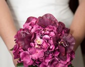 Fuchsia bridal bouquet set custom silk wedding bouquets hydrangea purple orchids