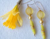 Bright Beaded Lemon Yellow Sunshine Earrings