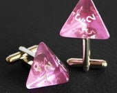 Transparent Purple, Rose 4 Sided Dice Cufflinks  wedding, gamer, d4 groomsmen gift FREE Gift Bag cuff links by findstotreasure