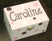 Jewelry box with ballerina, pink and brown, personalized