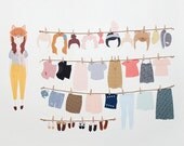 Wall stickers Paper Doll (Reusable and removable fabric interactive wall decals, not vinyl) - Dress Up Doll