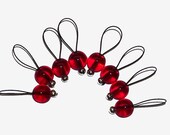 Knitting Stitch Markers, SnagFree, Ruby Red Czech Glass Small Set of 8