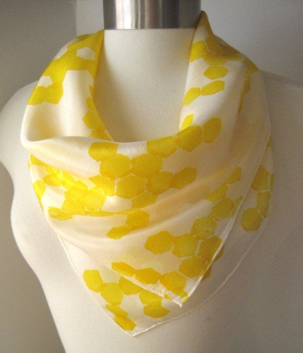 Honeycomb Happiness Hand Painted Silk Scarf Square