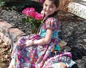You had me at hello Easter Dress Burgundy Blue Yellow Ruffles Sister Set Amy Butler