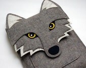Wolf New iPad and iPad 2 sleeve - Gray felt - MADE TO ORDER