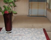 Blue and White Silk Floral Tablerunner