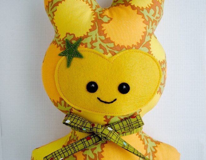 Yellow Super Hero Bunny Cloth Doll