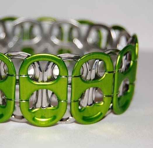 Now on Sale - Go Green Recycled Soda Tab Bracelet - made from special green tabs