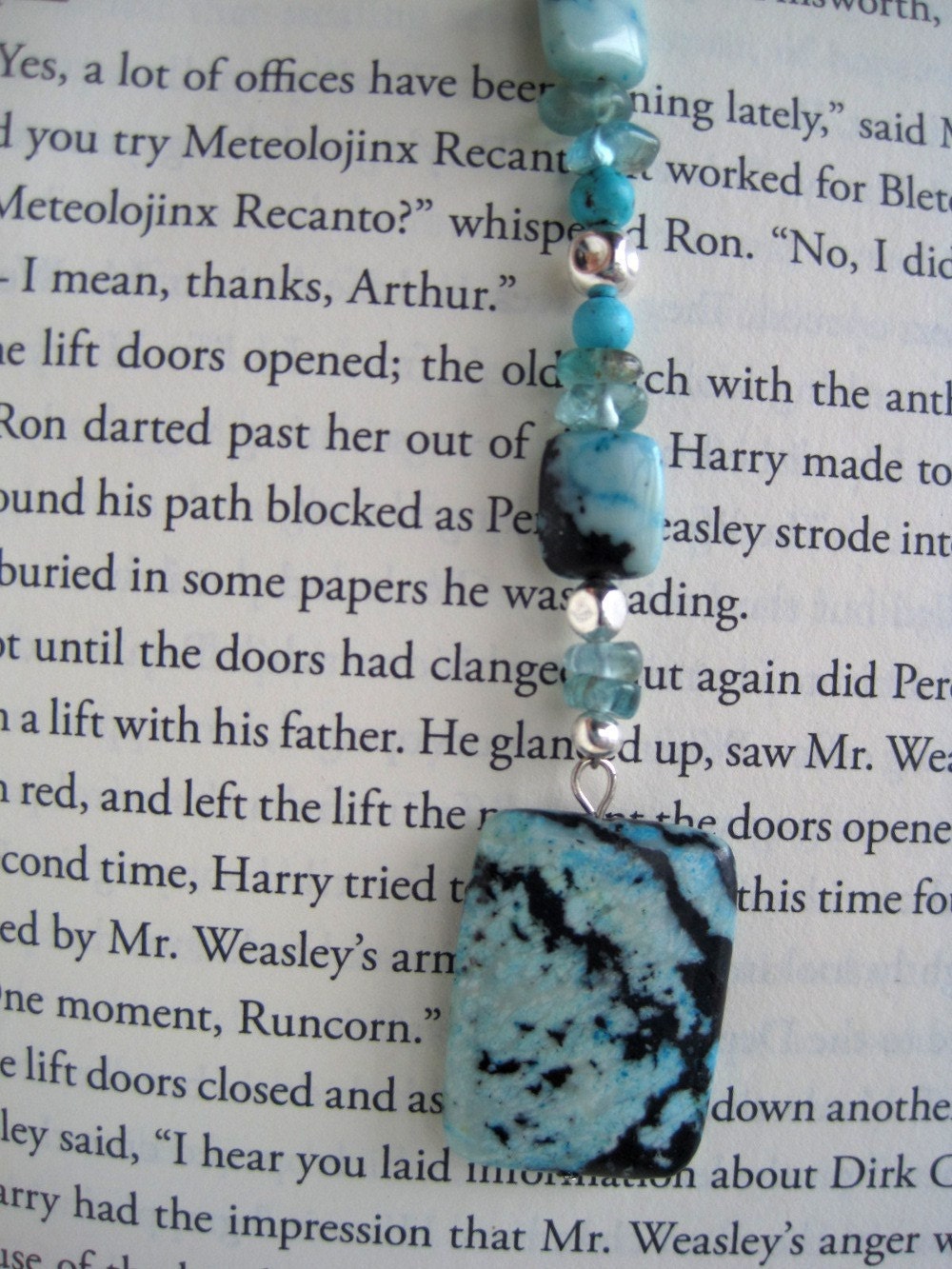 Gemstone Bookmark African Jasper Blue Apatite
