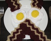 Crocheted Bacon 'n Eggs Scarf, Great for Foodies, Chefs, Unique, Conversation Starter, Made to Order