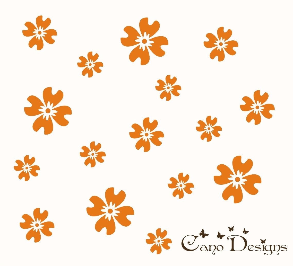 Flowers Set of 12, Flowers 12 Pack, vinyl wall decals, living room, nursery, kids & teens room, removable decals stickers