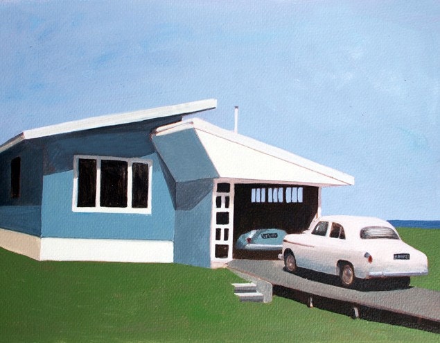 art print, mid century, beach house