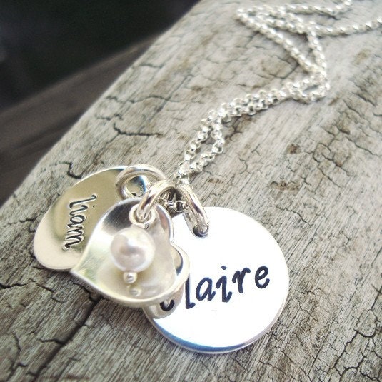 classic mom... handstamped personalized sterling silver mom necklace.. hand stamped mommy jewelry