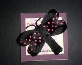 Black with Hot Pink Polka Dots Butterfly Hair Clippie