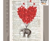 LOVE Carries All - ORIGINAL ARTWORK  printed on Repurposed Vintage Dictionary page -Upcycled Book Print