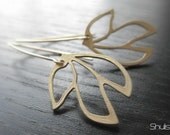 16K Gold Plated Flower Dangle Earrings w/ 14K Gold Filled Ear Wire