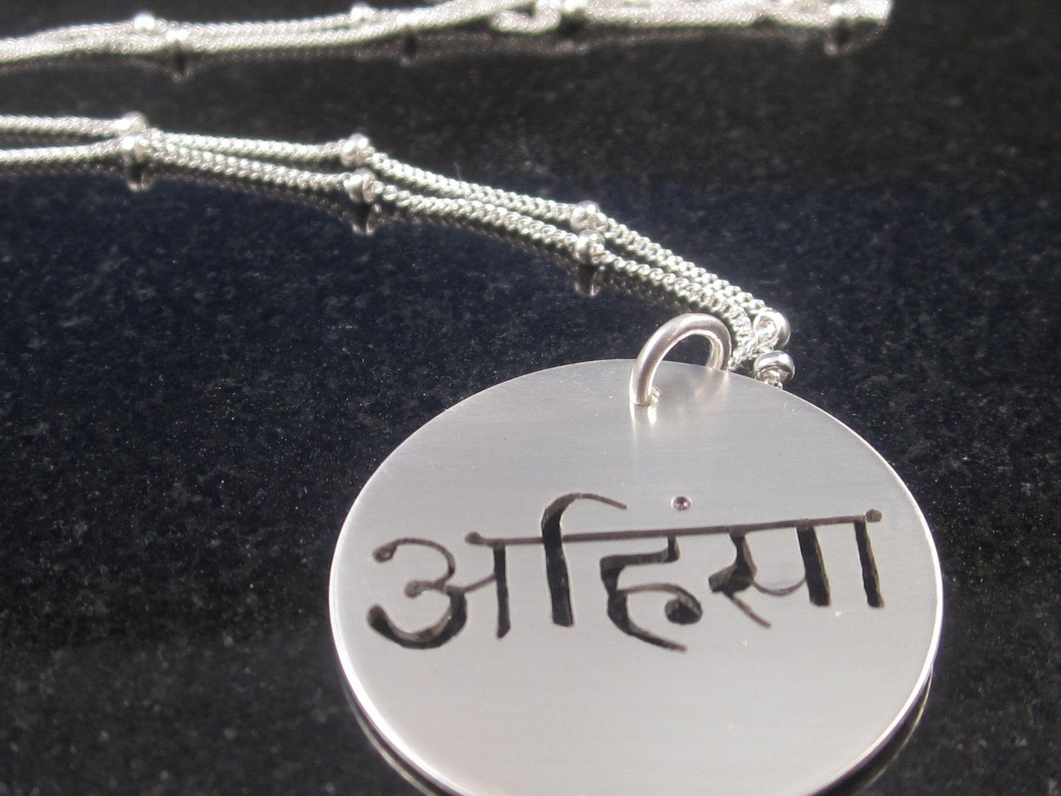 Custom Sterling Sanskrit Necklace by donnaodesigns