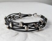 Woven Silver and Leather Bracelet