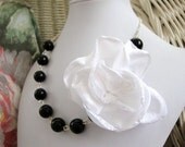 Silk Flower All Black and White Necklace