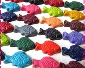 UNDER THE SEA Fish Crayons - Birthday Party Pack of (20) Favors - In Red, Yellow, Pink, Green, Purple, Orange, Blue, Turquoise, Lime, Etc.