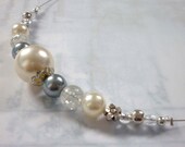 Queen- Wire and Faux-Pearl Cream, Silver and Grey Necklace