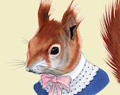 Red Squirrel art print 8x10