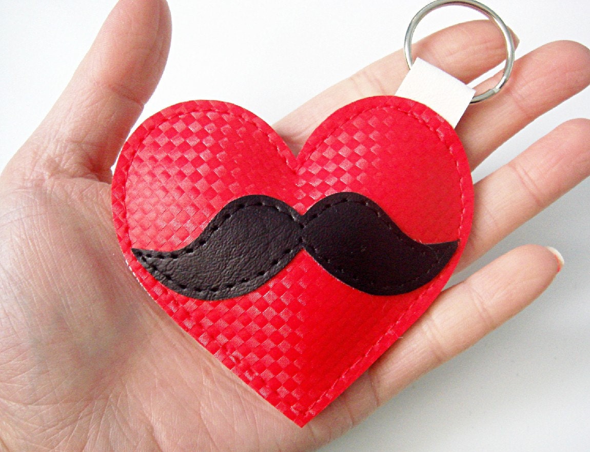 Moustache Love Keyring