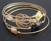 Twilight Bangle Bracelet Set - Gold, Gray, Cream