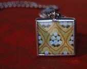 Reversible Beveled Glass Indian Print Necklace