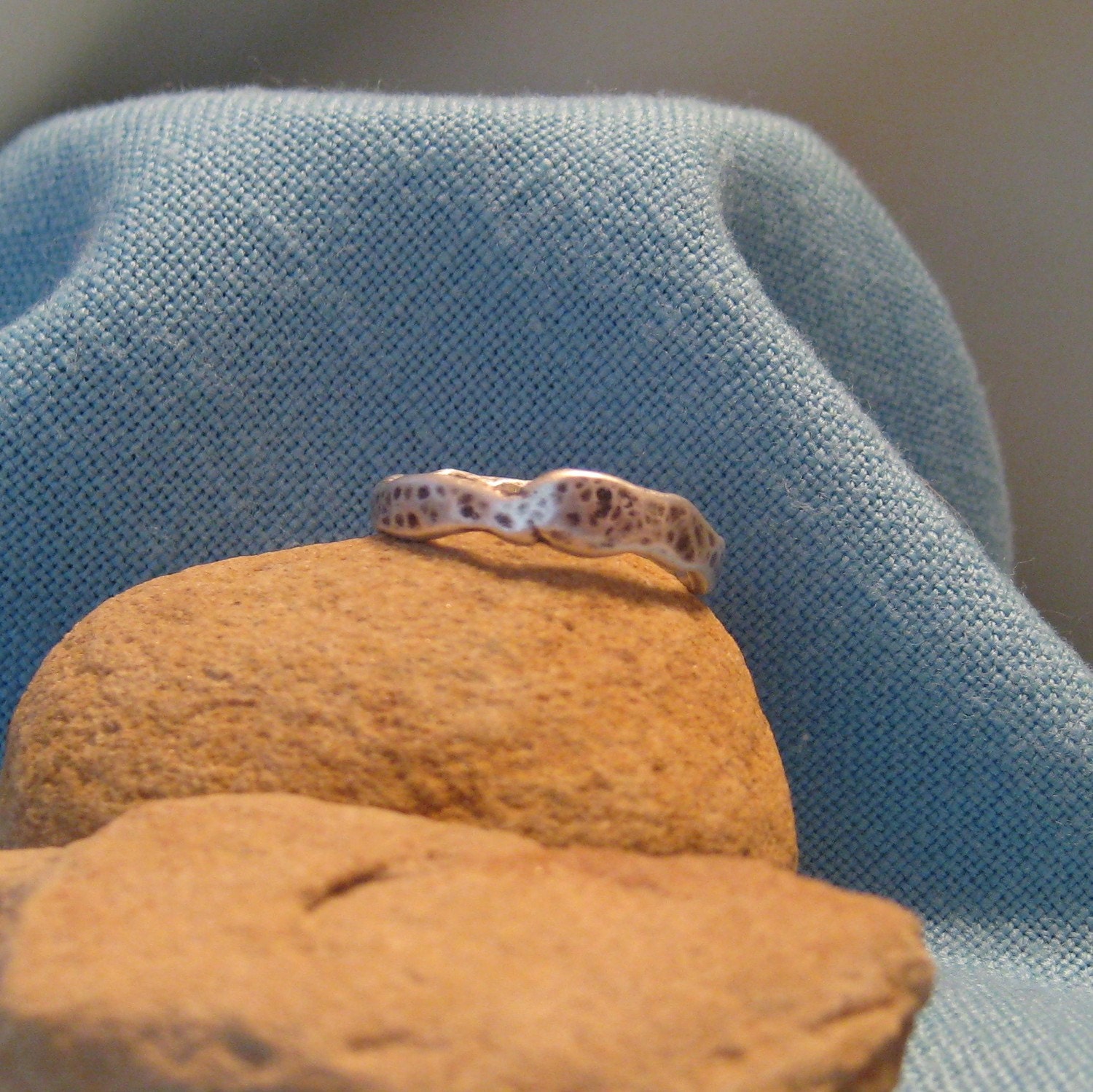 Recycled Silver Ring Organic Oxidized Wedding Band Freeform Fused Unique Offbeat Alternative Unisex Man Woman JJDLJewelryArt