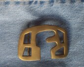 70s  F is for Funky Brass Belt Buckle