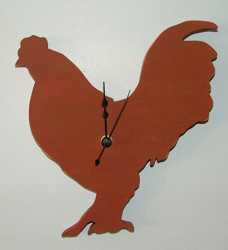 Wooden Rooster Clock