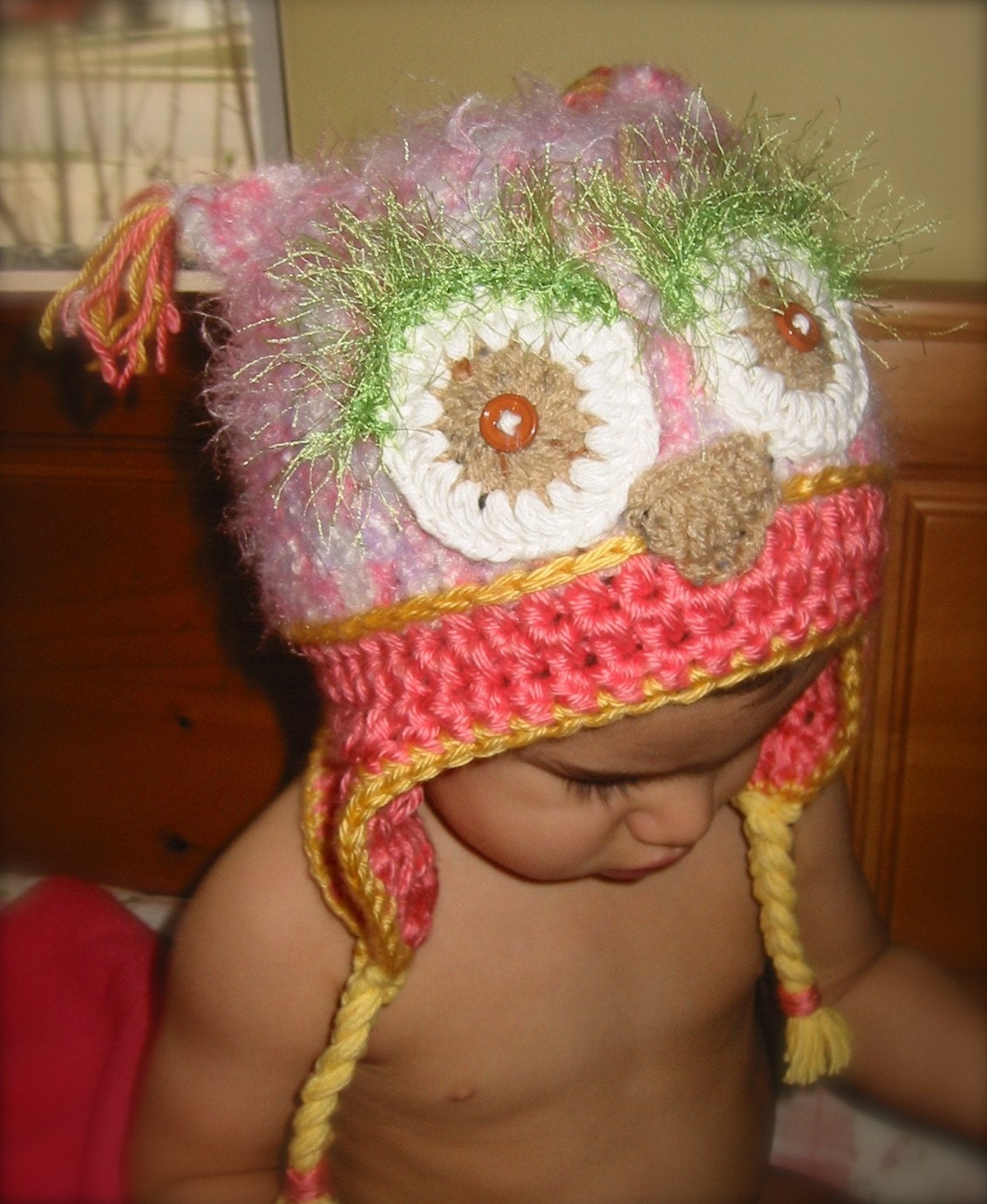 Owl Hat in pink Supper soft- Made to size