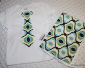Cute Feeling Groovy Set with Tie Appliqued Onesie and Matching Burp Cloth