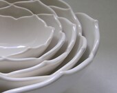 Ceramic Nesting Lotus Bowls Set of Five in White