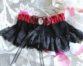 Sexy Red and Black French Can-Can Style Garter