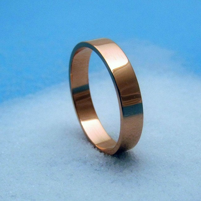 4mm 14k rose gold band shiny finish made to order in your size