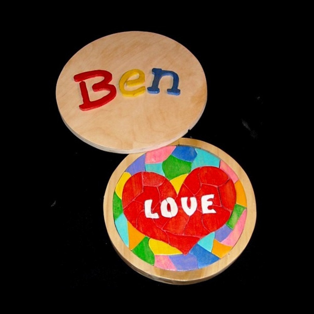 Personalized Mosaic Valentine's Day  Boxed Wooden Puzzle