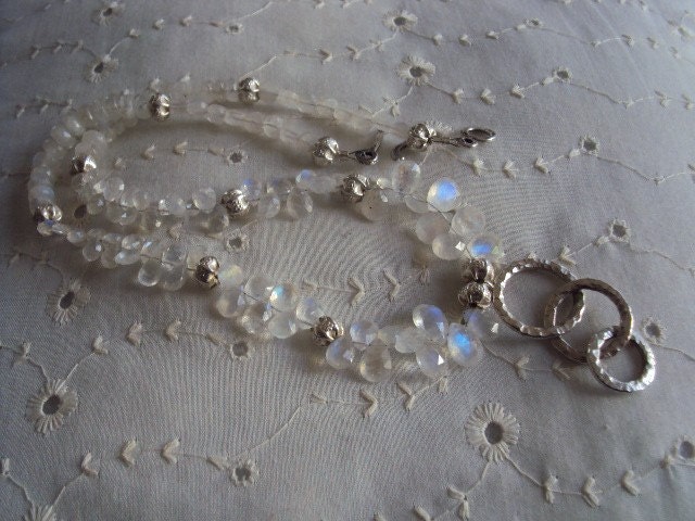 Rainbow Moonstone Briolettes and Silver