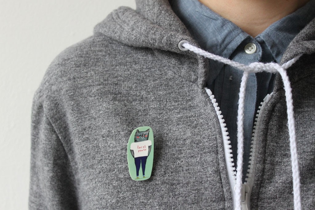 Brooch: Taco Kitty